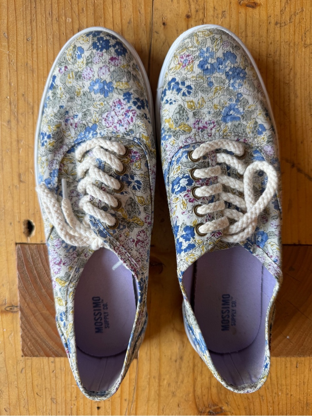 Mossimo Supply Co. Floral Canvas Lace-Up Sneakers - Blue, Yellow, Purple, Cream